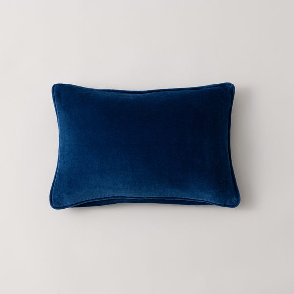 Clara Cotton Velvet Rectangle Cushion Blue undefined