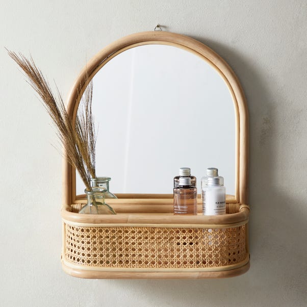 Bent Cane Arched Anti Bacterial Wall Mirror with Shelf image 1 of 2