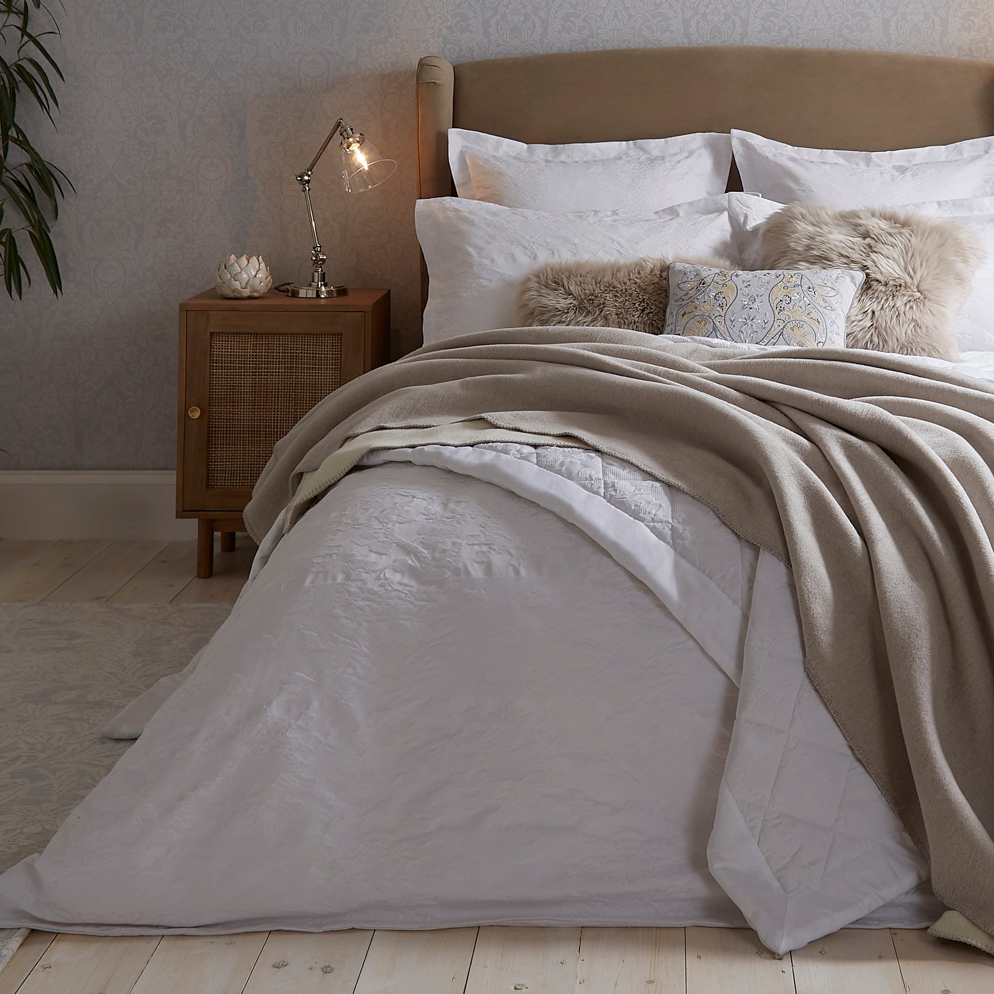 Dorma Purity Kempley Jacquard White Duvet Cover and Pillowcase Set