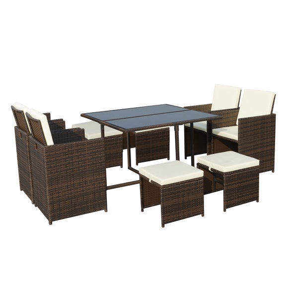 Cannes 8 Seater Brown Cube Set Dunelm