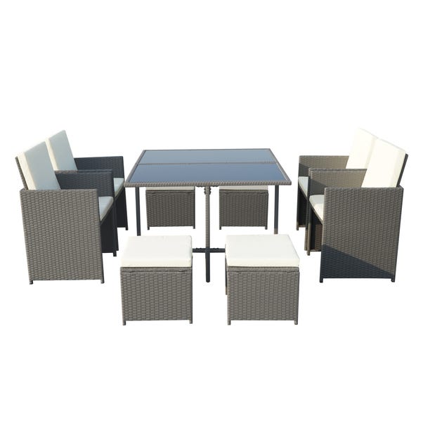 Cannes 8 Seater Grey Cube Set  Grey