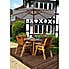 Charles Taylor 4 Seater Round Dining Set with Grey Seat Pads and Parasol Wood (Brown)