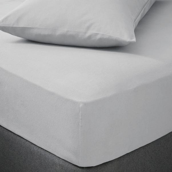 Soft & Cosy Luxury Brushed Cotton Fitted Sheet Silver undefined