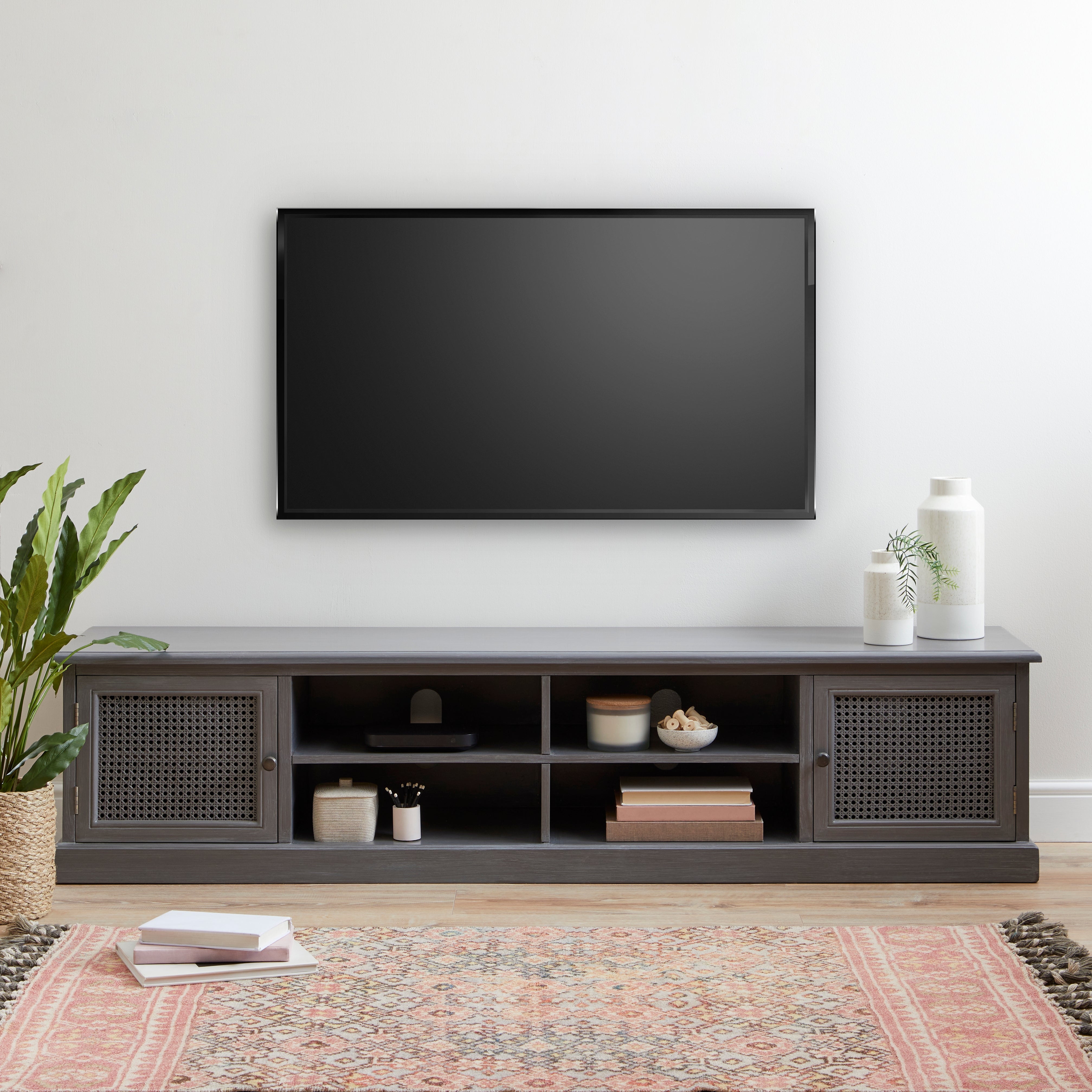 Lucy Extra Wide TV Unit, Slate Grey for TVs up to 80"