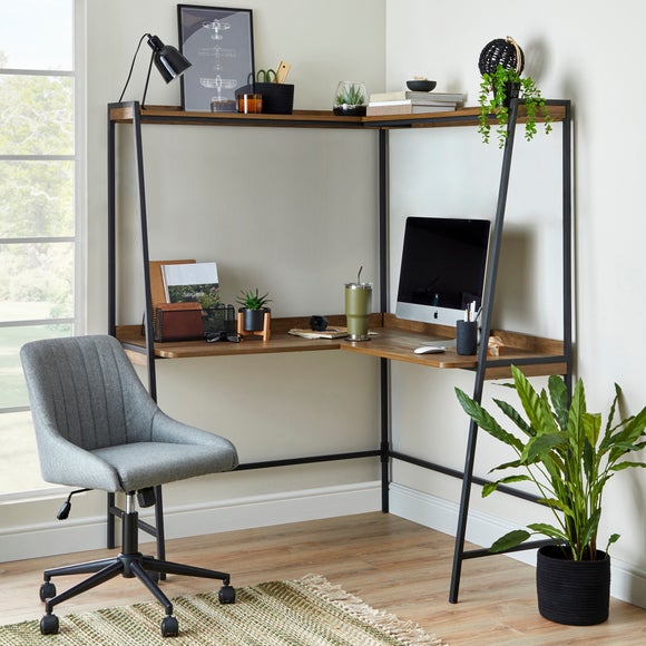 Corner swivel outlet desk