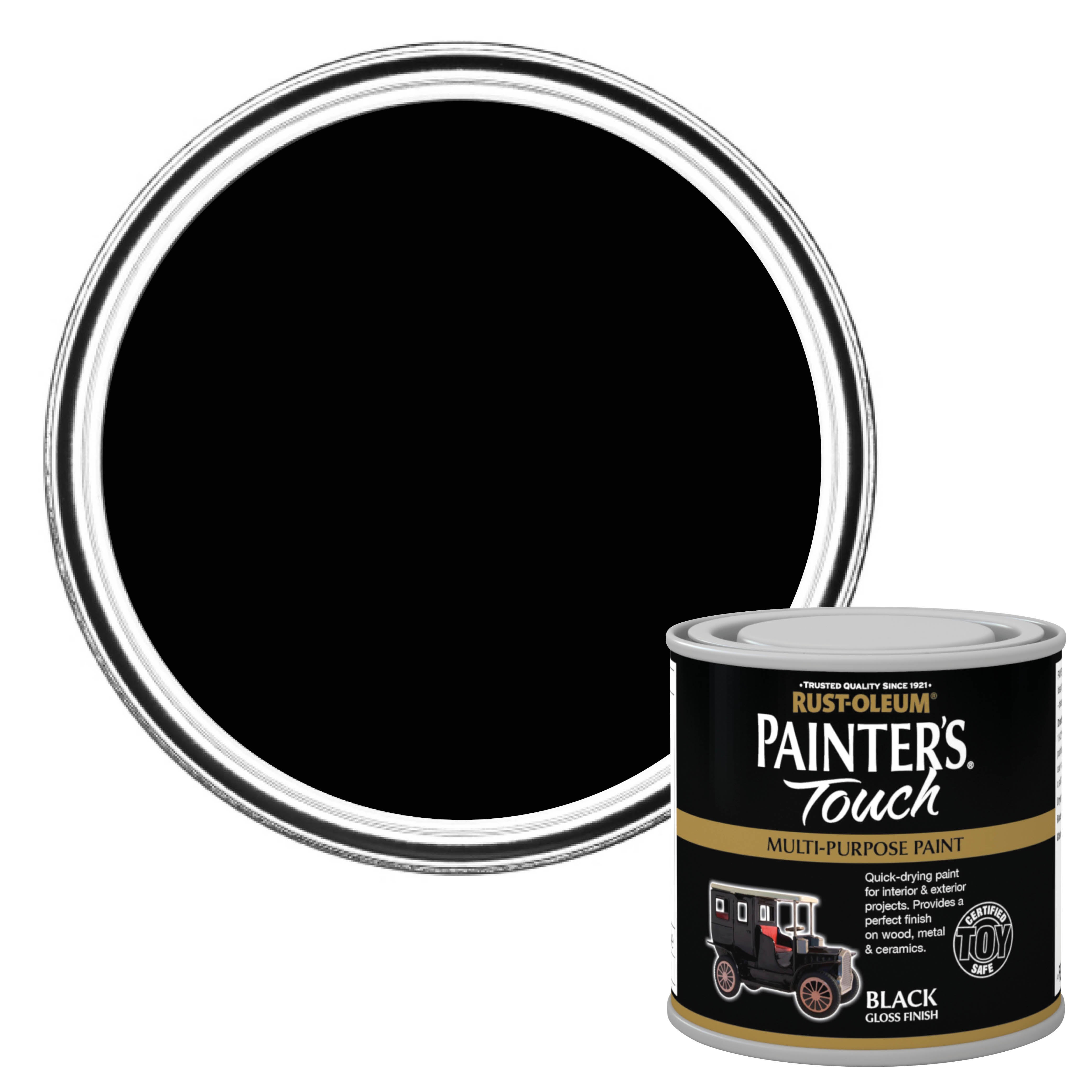 Rust-Oleum Black Gloss Painter's Touch Toy Safe Paint 250ml