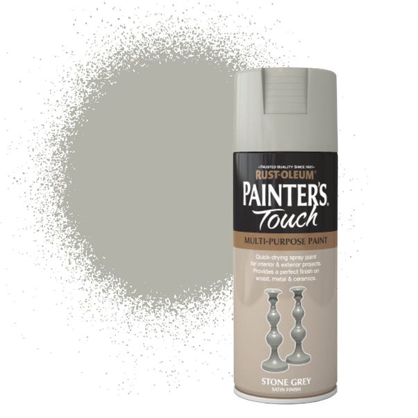 Rust-Oleum Stone Grey Satin Painter's Touch Spray Paint 400ml image 1 of 8