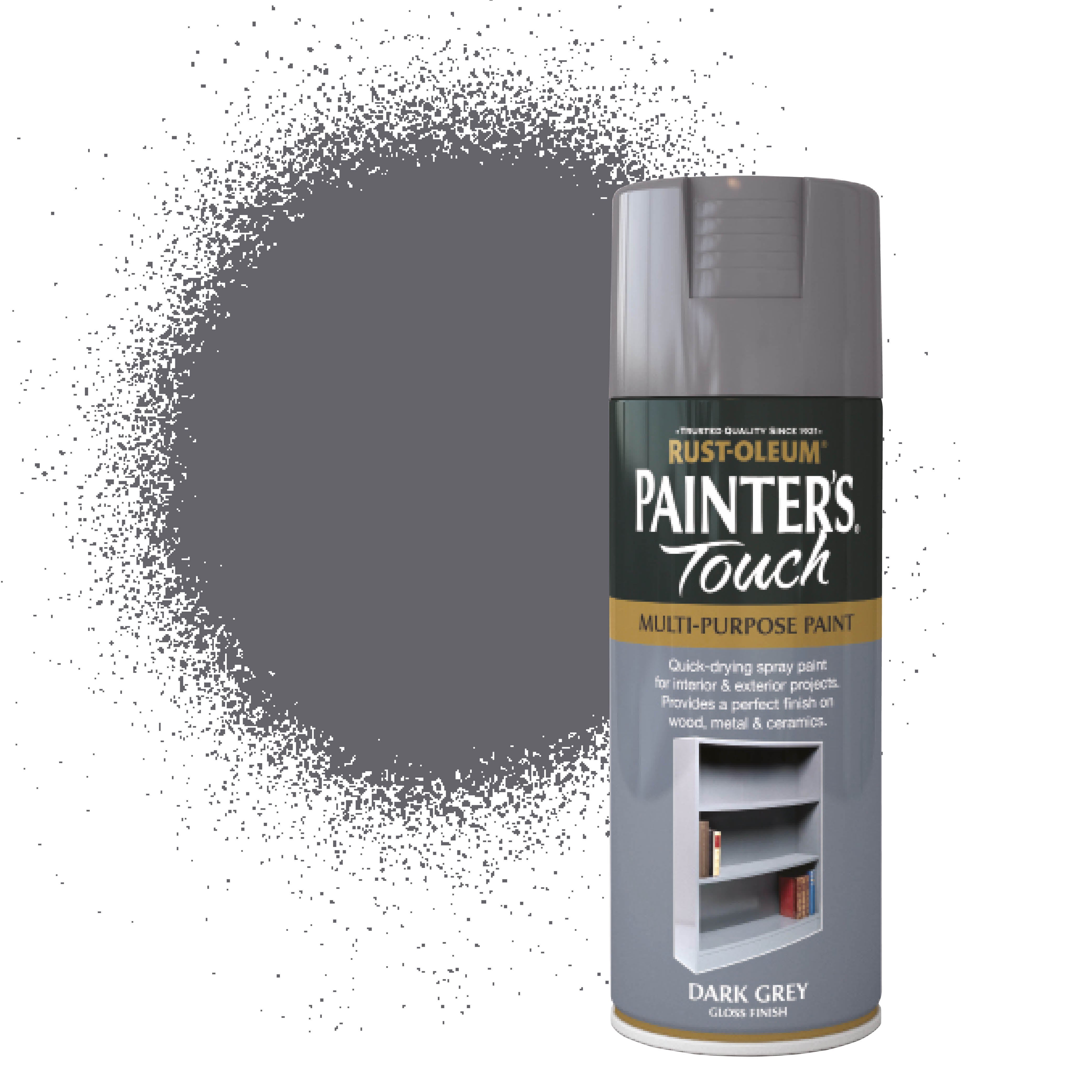 RustOleum 400ml Multi-Purpose Dark Grey Gloss Spray Paint for Wood Metal  Ceramic 