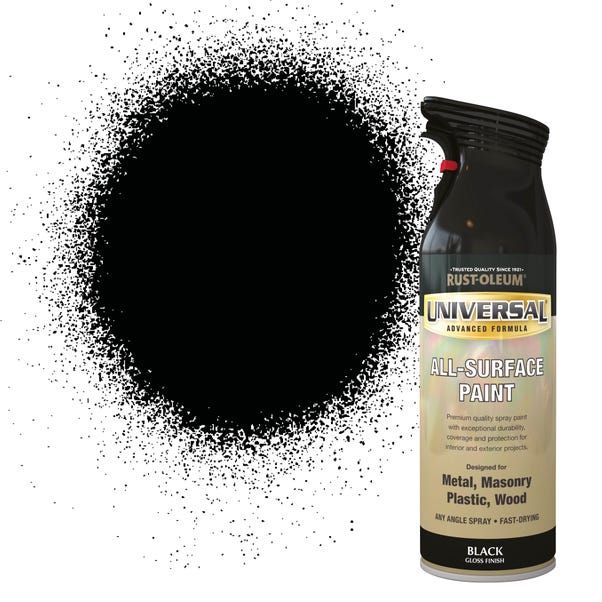 Rust-Oleum Black Gloss Universal All-Surface Spray Paint 400ml image 1 of 6