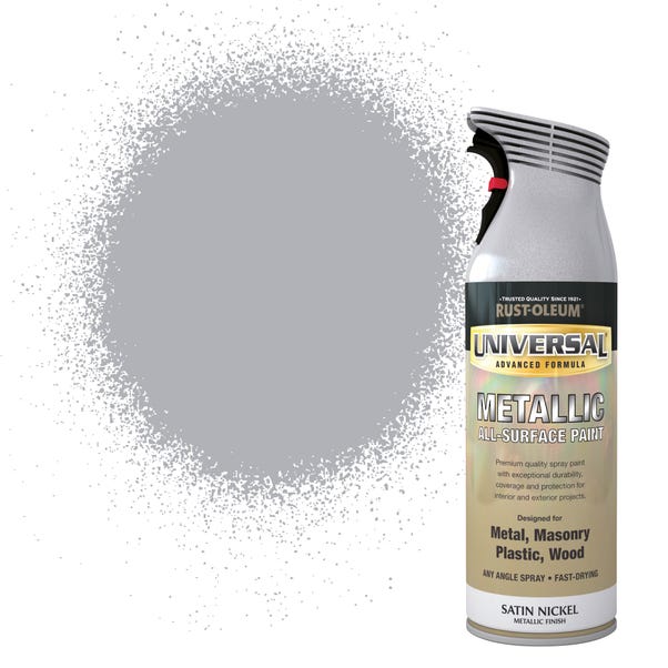 Rust-Oleum Satin Nickel Universal Metallic All-Surface Spray Paint 400ml image 1 of 8