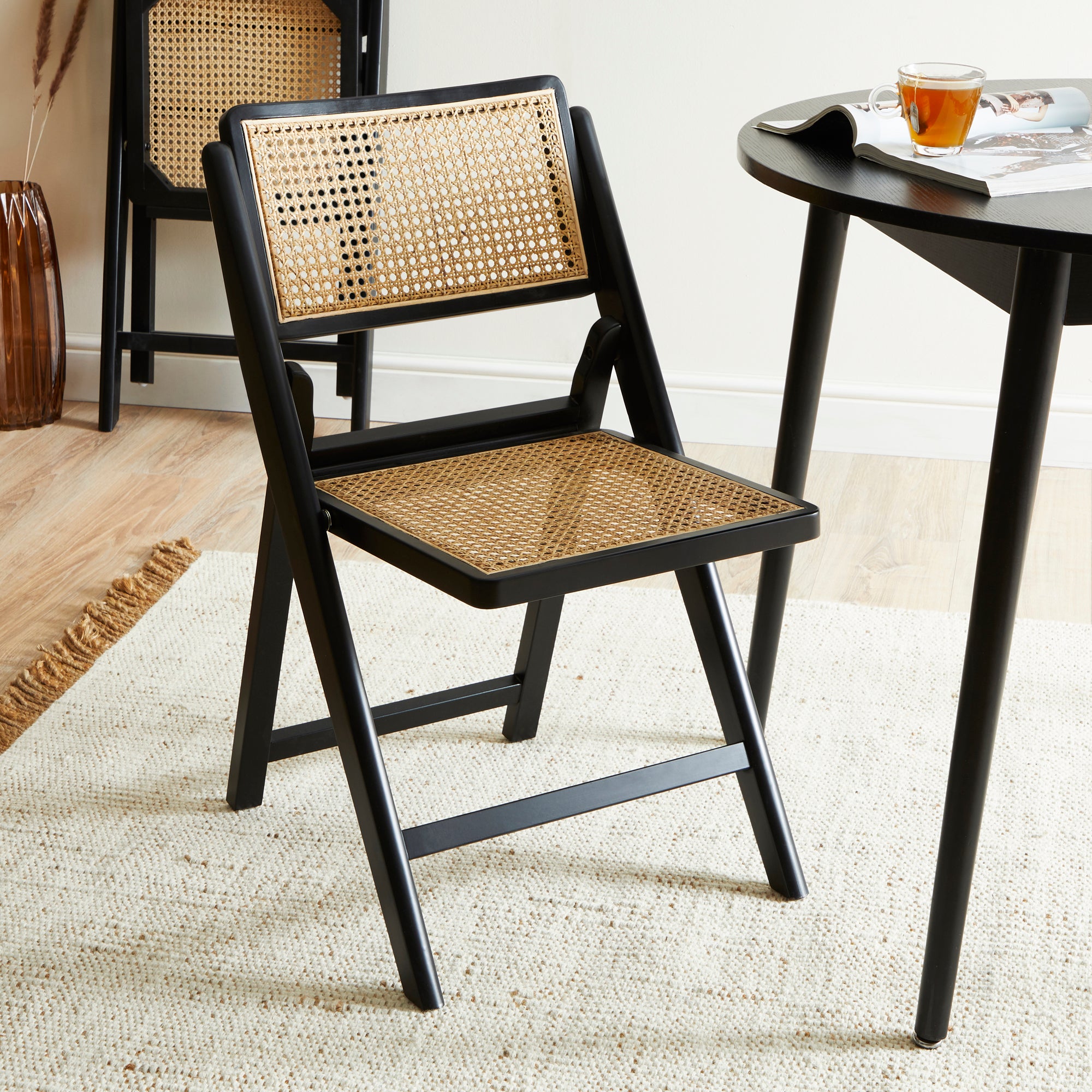 Franco Folding Dining Chair Black Beech Wood Black