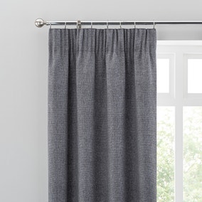 Oxford Charcoal Chenille Pencil Pleat Curtains