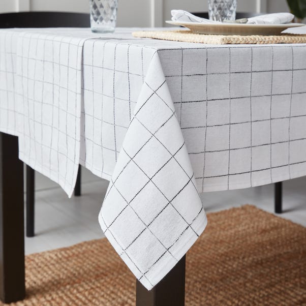 White Broken Check Tablecloth  undefined