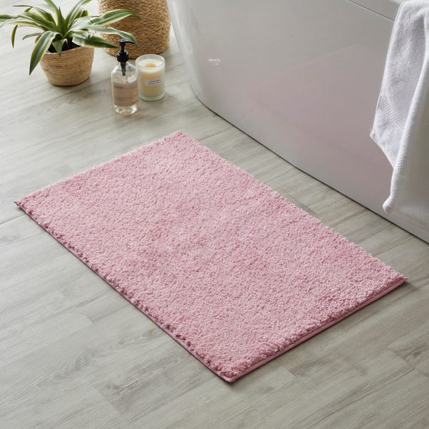Ultimate Vintage Pink 100% Cotton Anti Bacterial Bath Mat | Dunelm