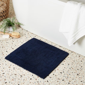 Organic Cotton Reversible Luxe Navy Shower Mat