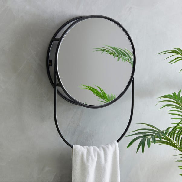 Elements Matte Black Wall Mirror with Storage image 1 of 5