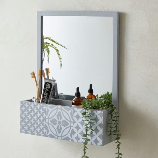 Purity Geo Tile Rectangle Wall Mirror with Shelf image 1 of 6