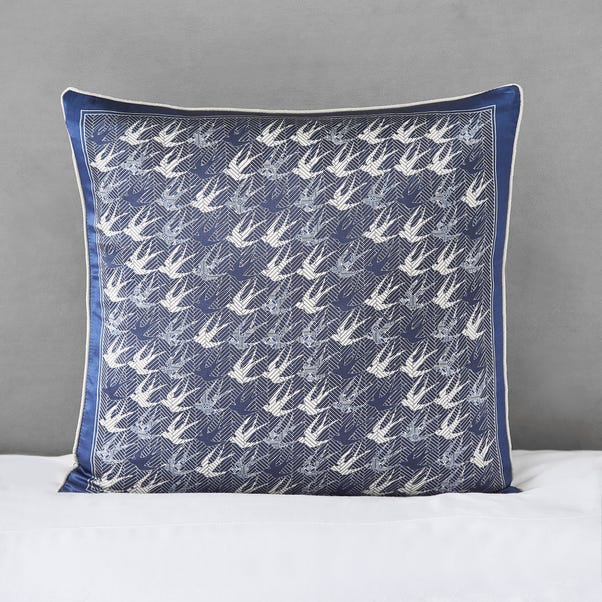 Dorma Argo Silk Swallows Navy Square Cushion Navy (Blue)
