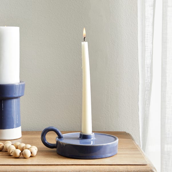 Coastal Ceramic Taper Candle Holder Blue