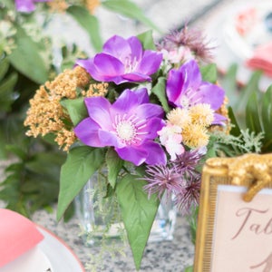 Artificial Wild Flower Bouquet In Glass Vase