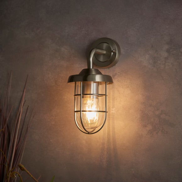 Caged outdoor deals wall light