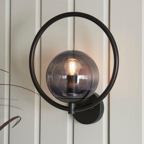 smoked glass wall light