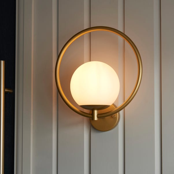 Fort Halo Gold Frosted Glass Outdoor Wall Light