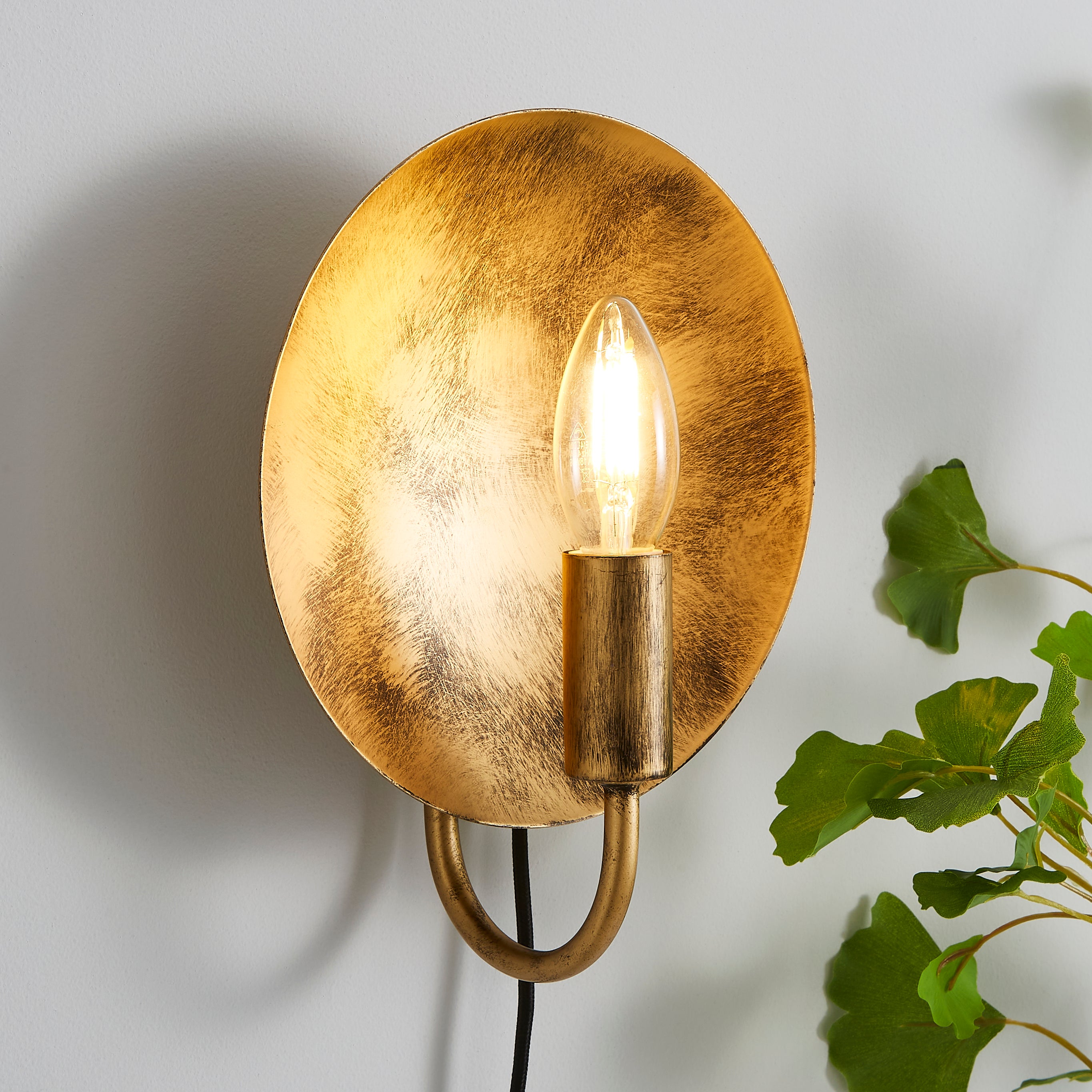 Reflect Easy Fit Plug In Wall Light Gold