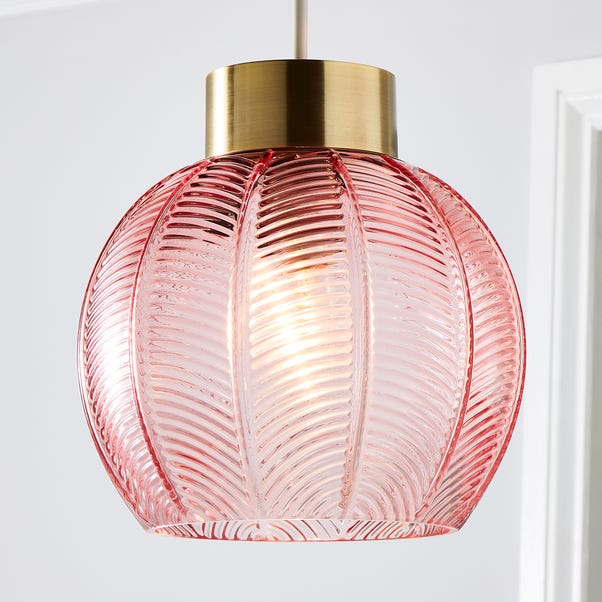 Colleen Pink Glass Easy Fit Pendant Brass