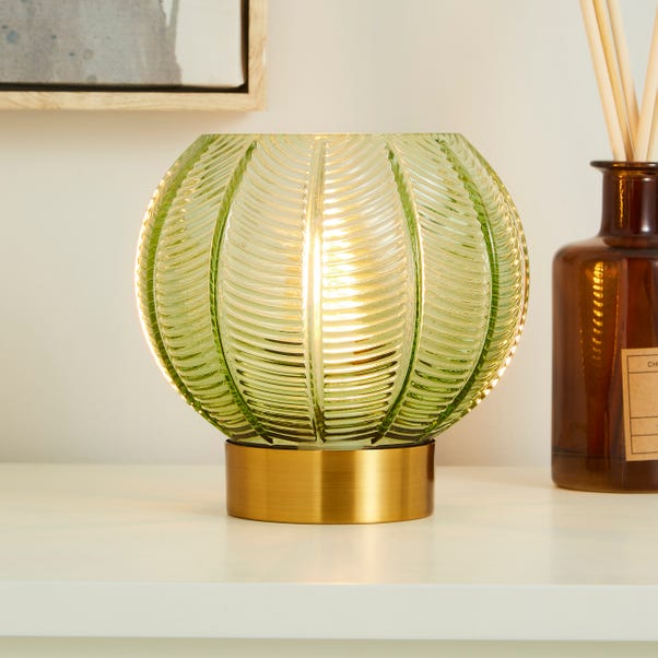 Colleen Green Glass 15cm Table Lamp, Antique Brass Table Lamp Dunelm Uk