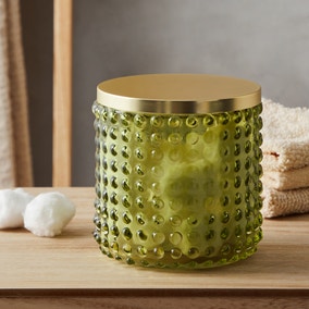 Small Bubble Glass Green Storage Jar