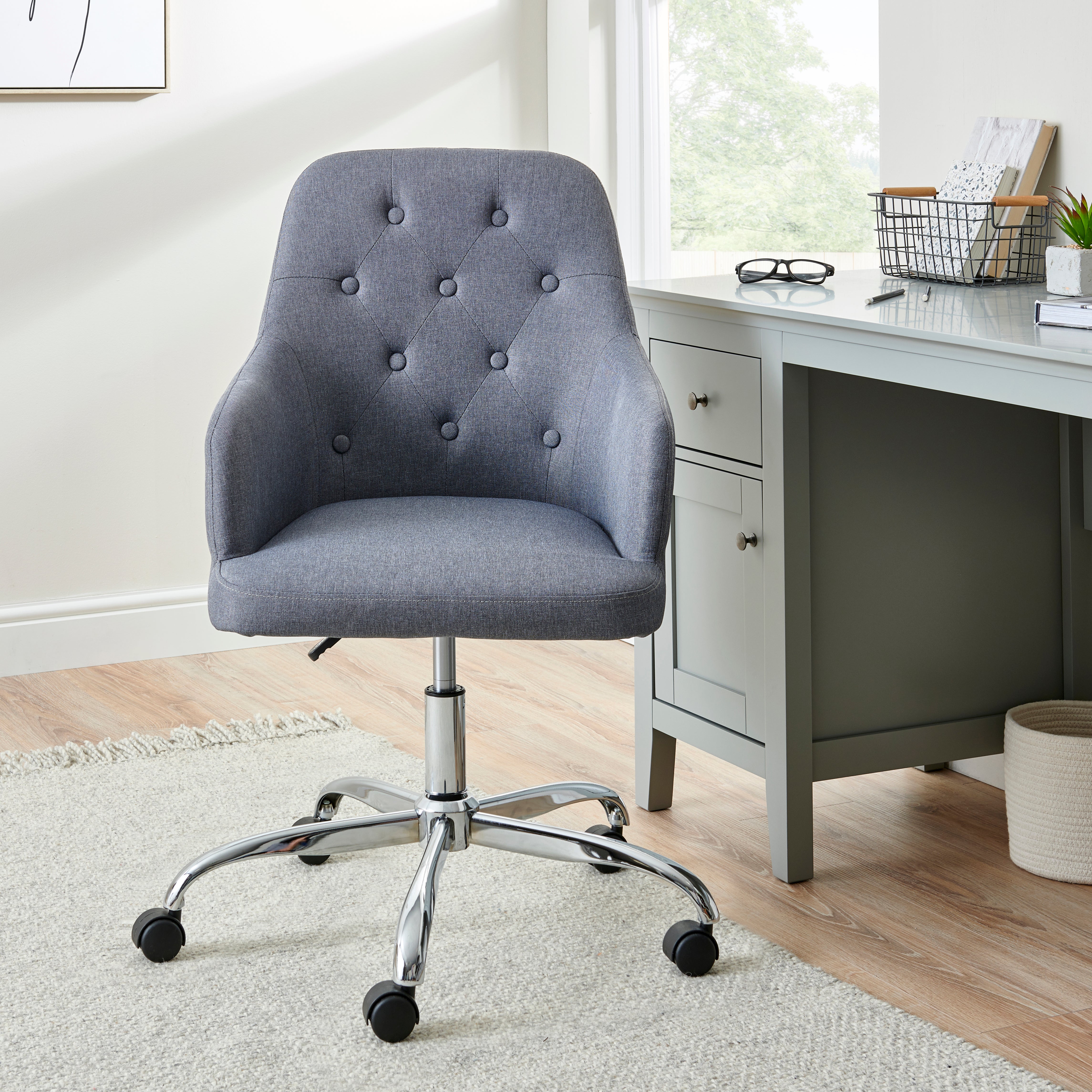 Ashleigh Button Back Grey Office Chair