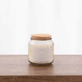 Linen Jar Candle with Cork Lid