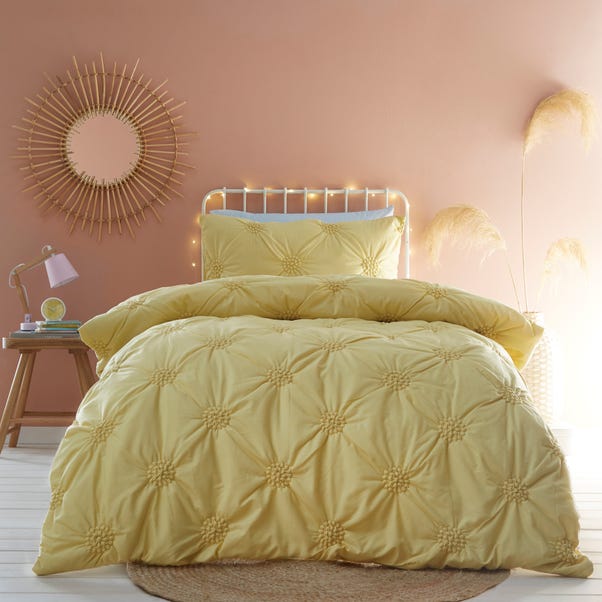 Ruched Spot Yellow Duvet Cover and Pillowcase Set image 1 of 3