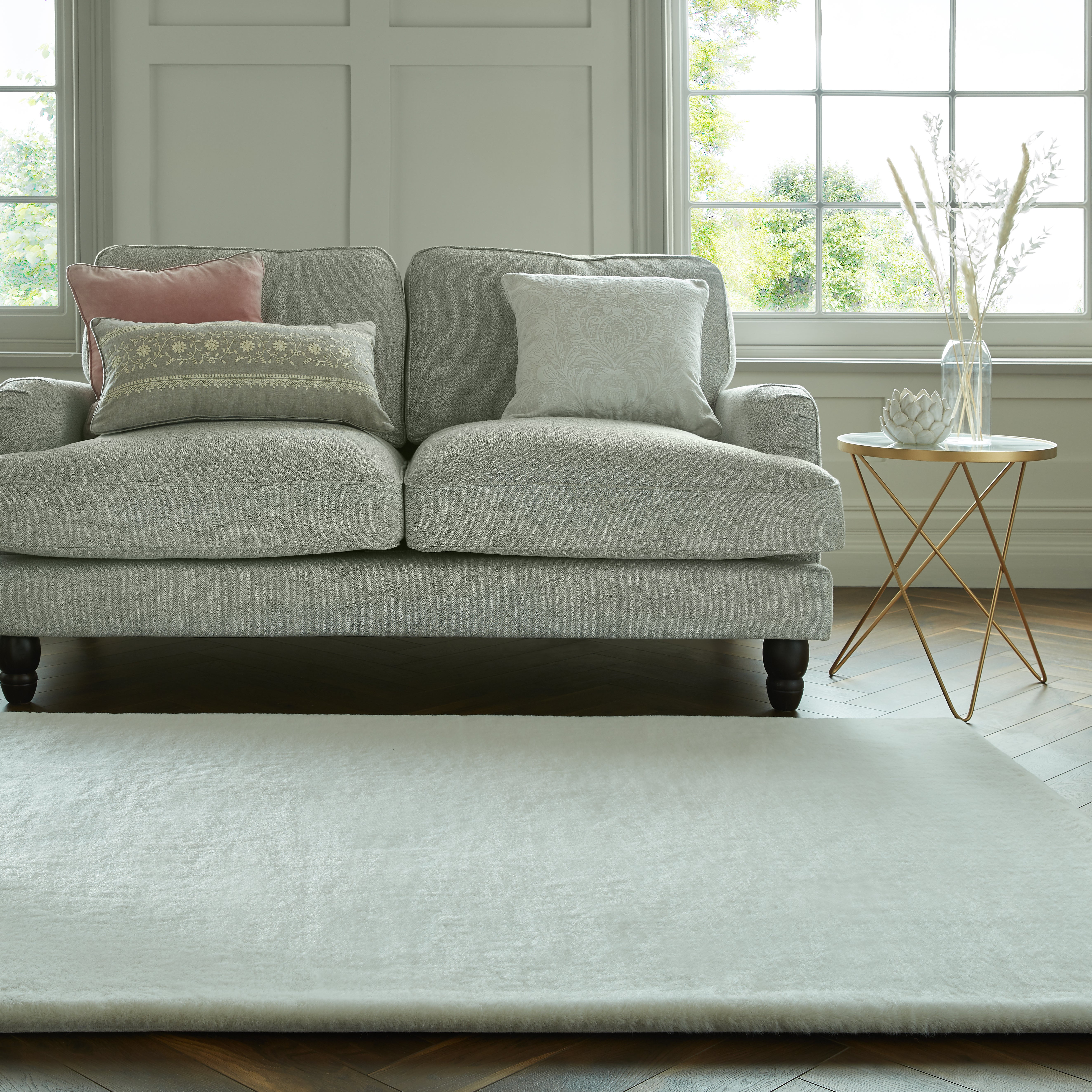 Dorma Purity Luxury Faux Fur Rug White