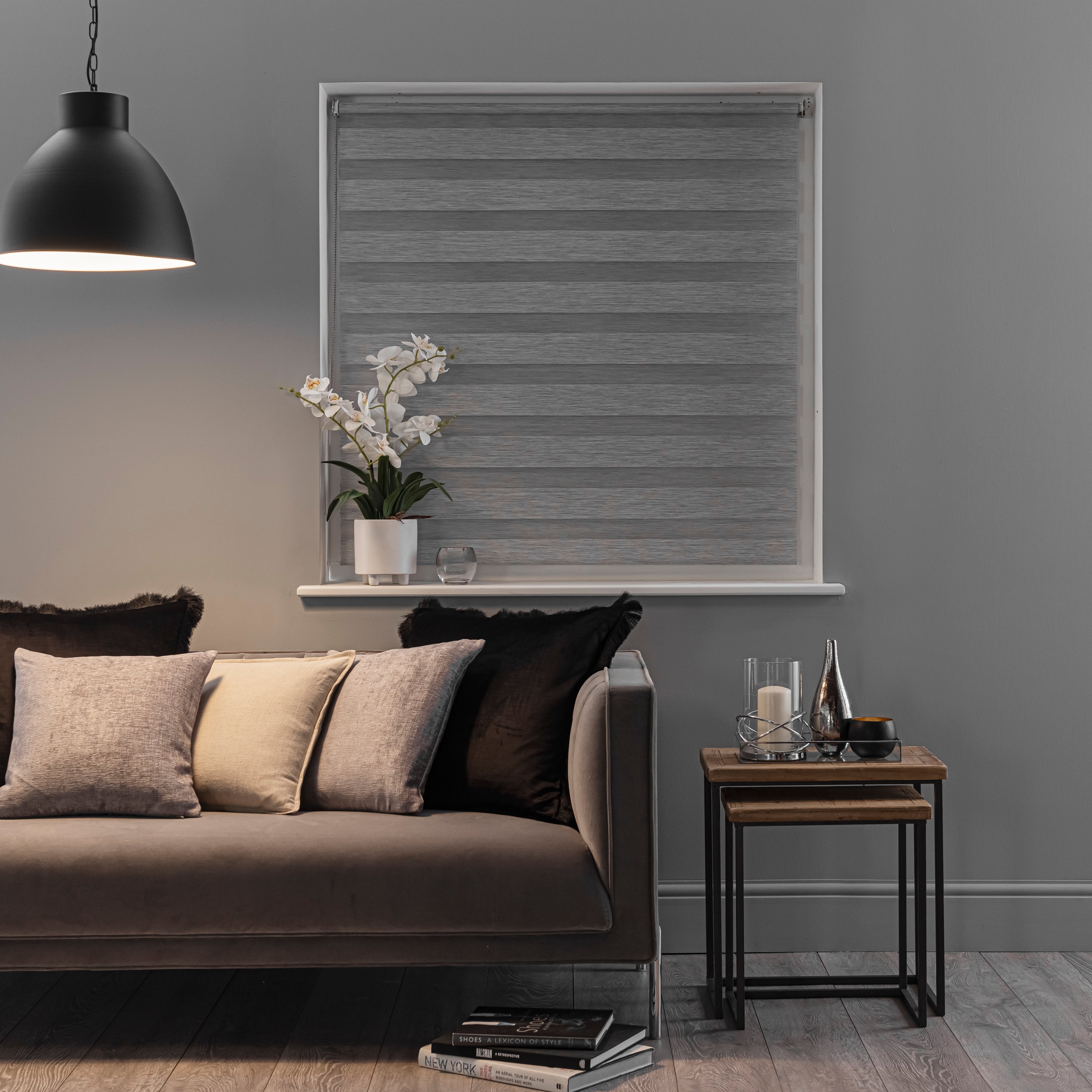 Stria Day and Night Grey Roller Blind | Dunelm