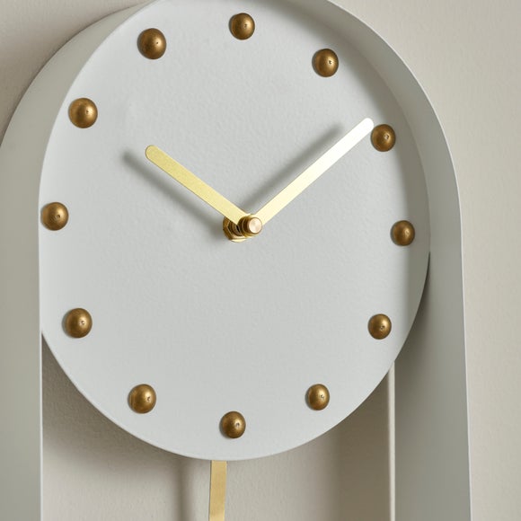 White Metal Pendulum Clock Dunelm