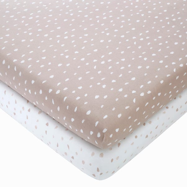 Set of 2 Spotted 100% Cotton Jersey Fitted Sheets image 1 of 1