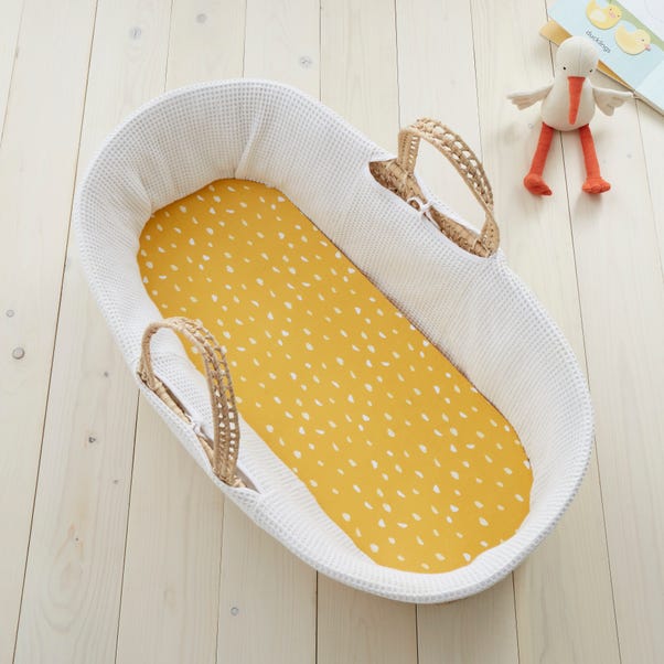 Set of 2 Spotted 100% Cotton Jersey Fitted Sheets Mustard (Yellow) undefined