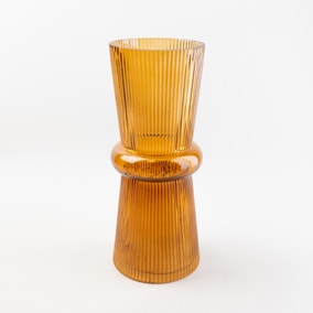 Tall Glass Amber Vase 24cm