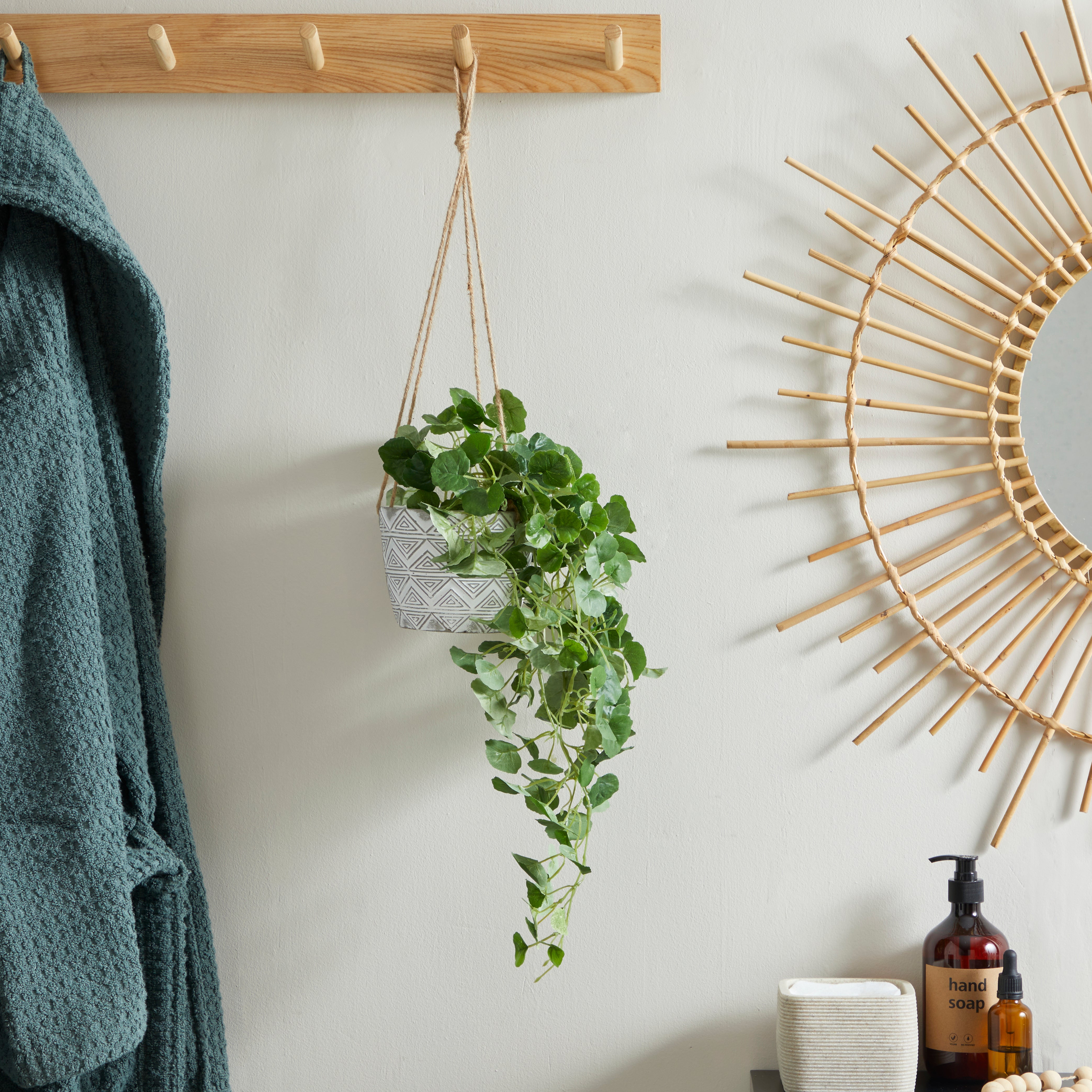 Artificial Trailing Plant in Hanging Geometric Plant Pot