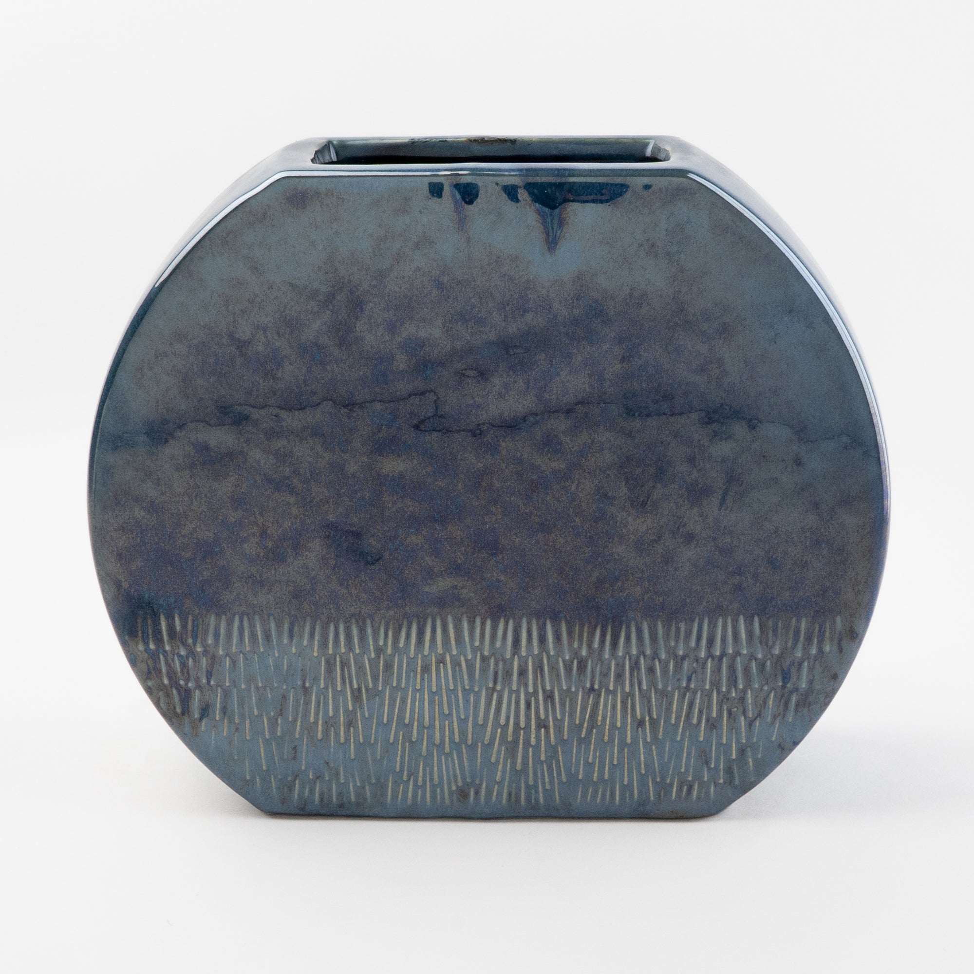 Zen Round Flat Ceramic Vase