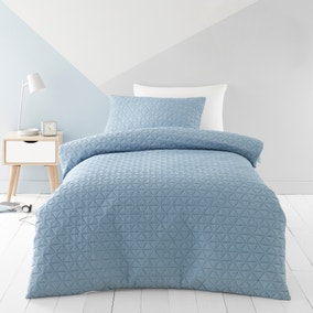 Denim Geo Pinsonic Quilted Duvet Cover and Pillowcase Set