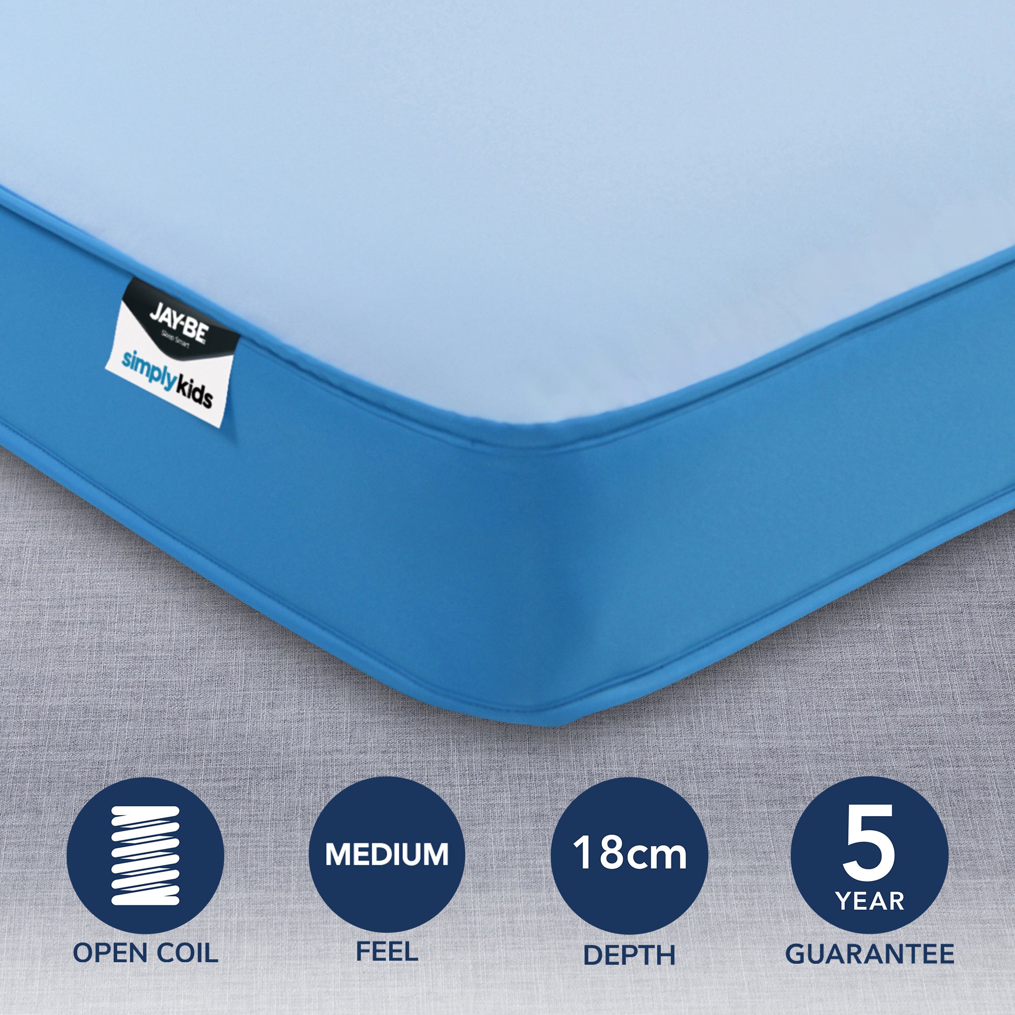 Jaybe Simply Kids Medium Waterproof Foam Free Open Coil Mattress Light Blue