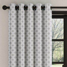 Crosby Charcoal Geometric Eyelet Curtains