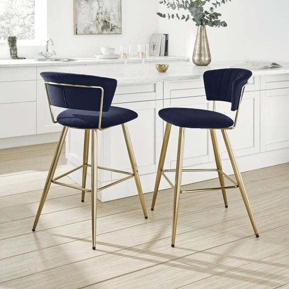 Kendall Velvet Bar Stool Dunelm