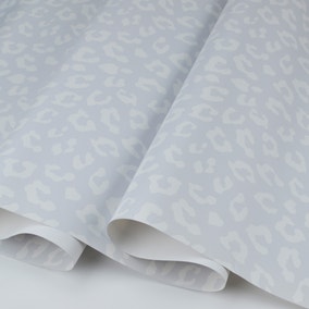 By the Metre Leopard Print Grey and White PVC