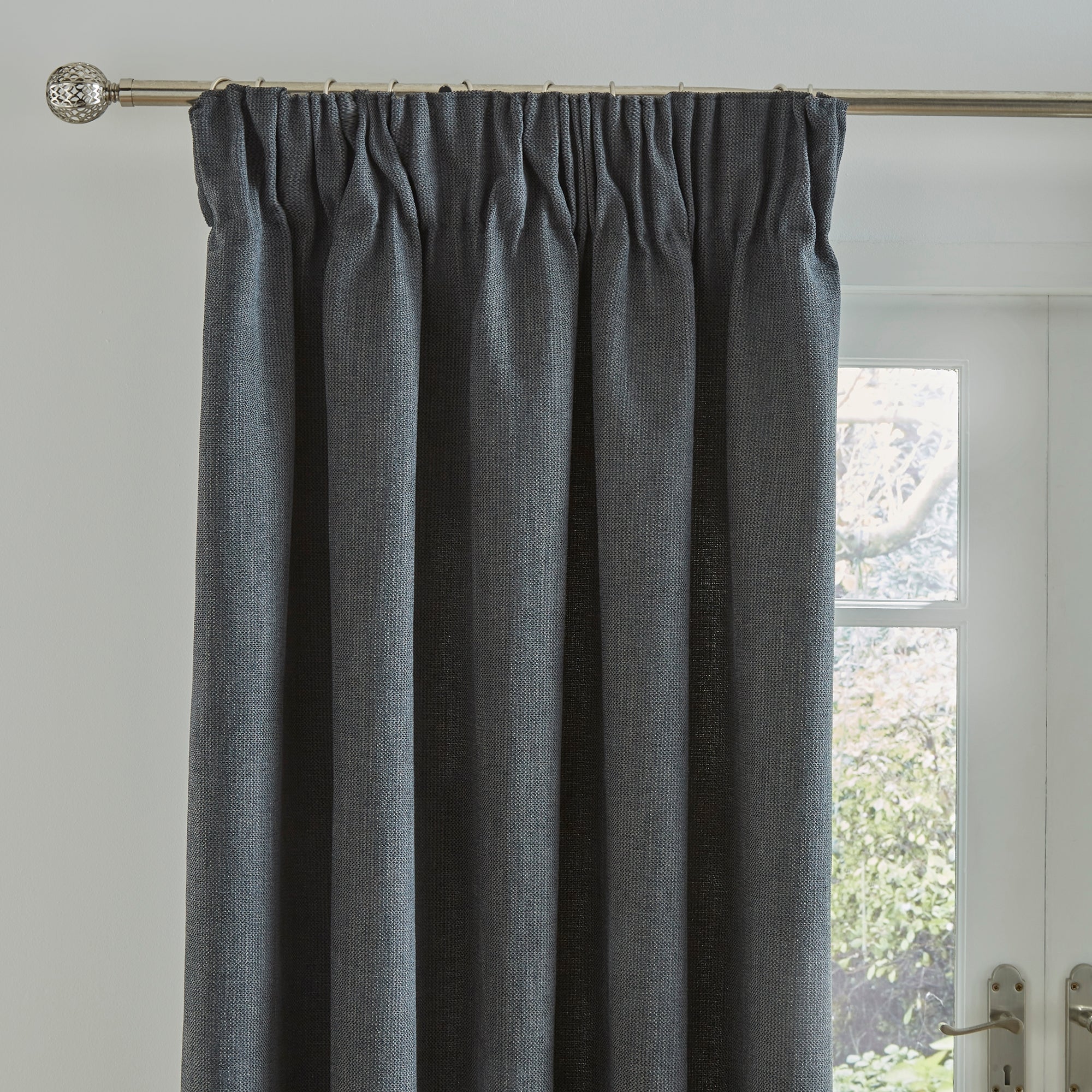 Wynter Charcoal Thermal Pencil Pleat Curtains Grey