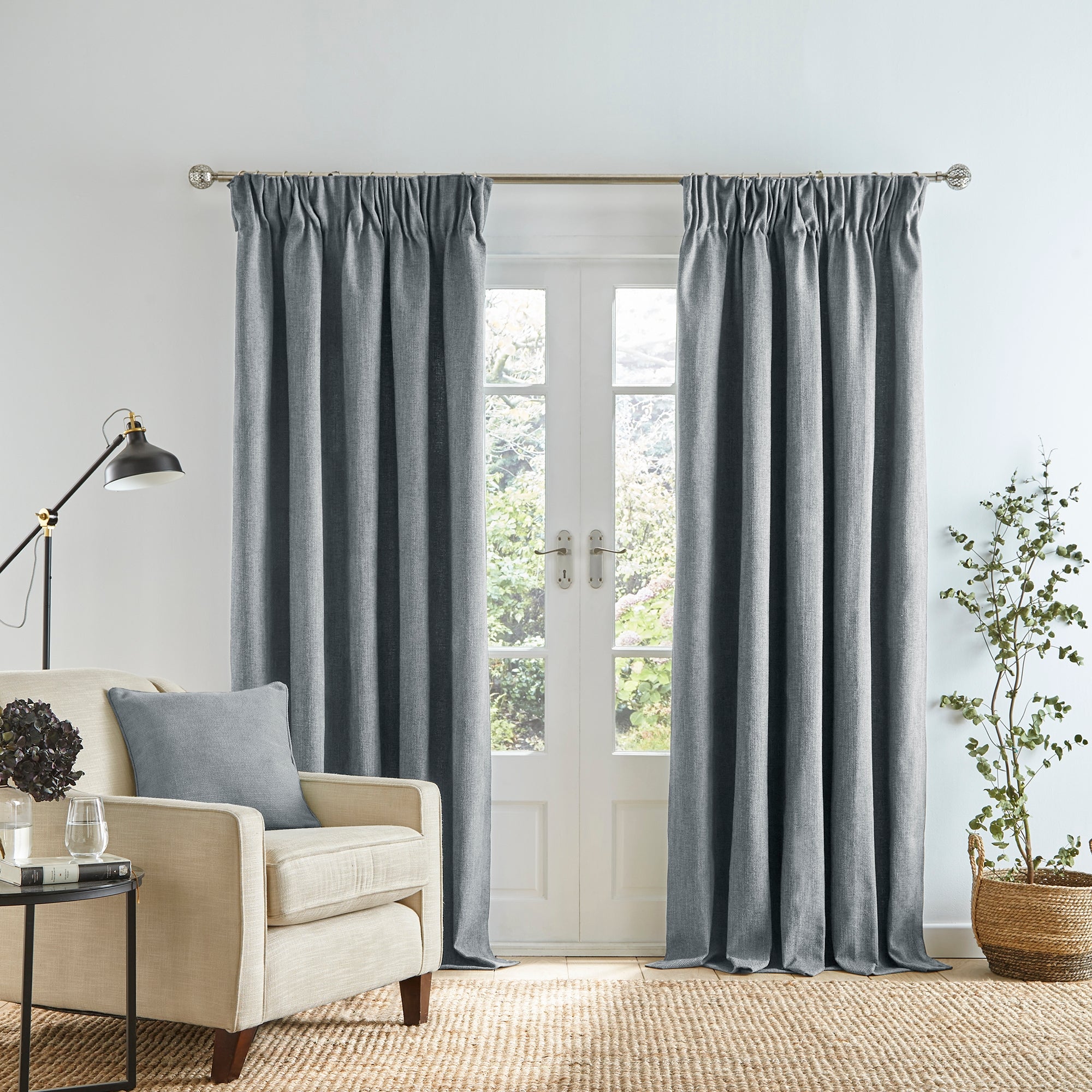 Wynter Grey Thermal Pencil Pleat Curtains | Dunelm