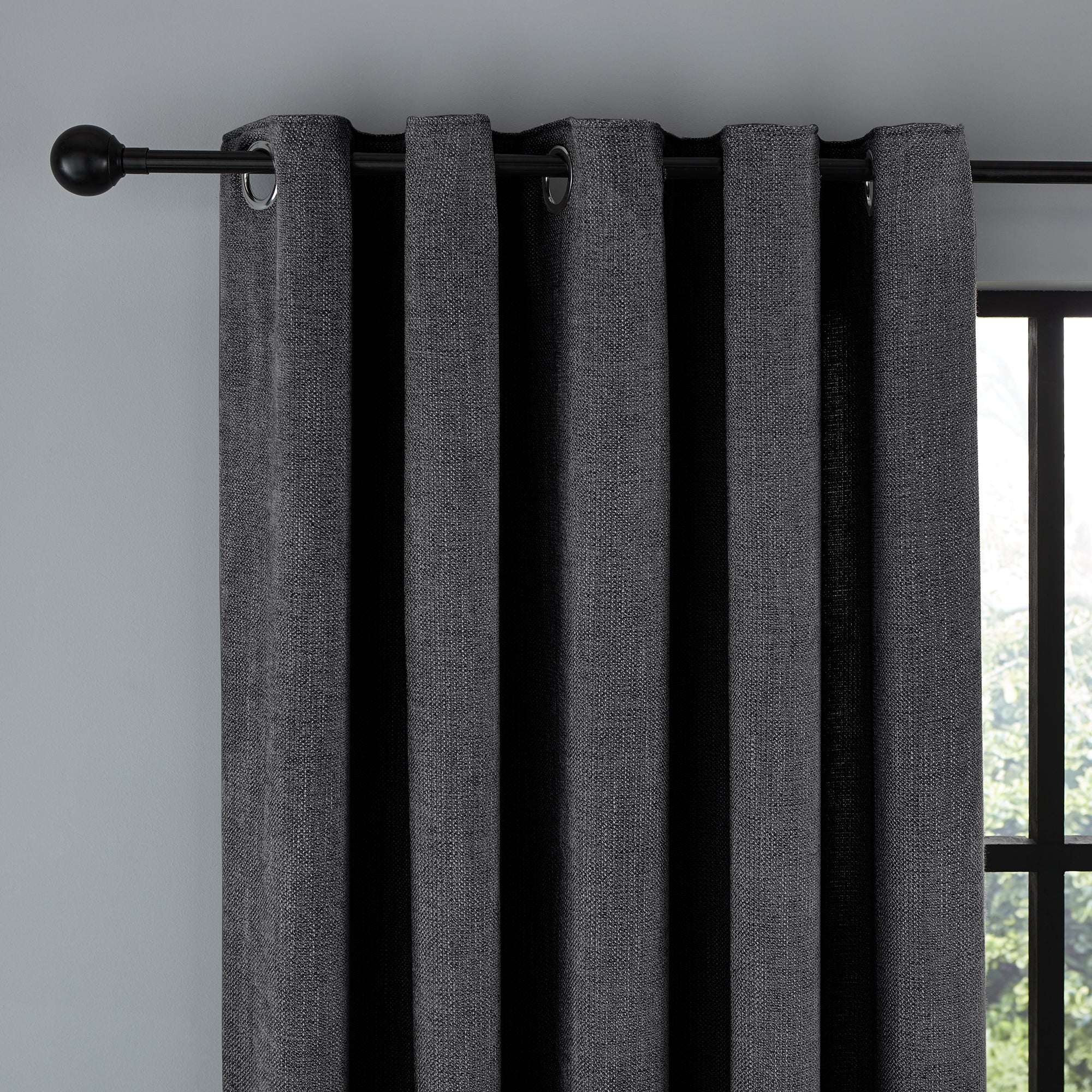 Wynter Charcoal Thermal Eyelet Curtains grey